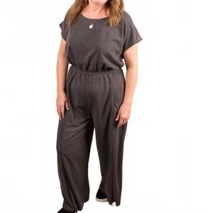 NEW JADE BY JANE women's mattie stretch jumpsuit in charcoal